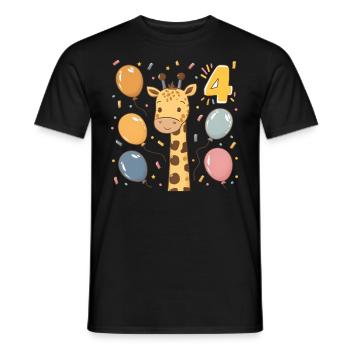 4th Birthday Giraffe Children's Birthday Party - Men's T-Shirt - black - Front - AI Model Male 178 light (178cm)