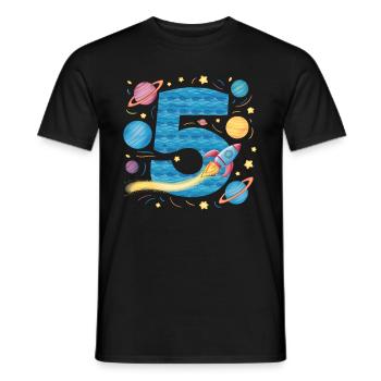 5th Birthday Boys 5 Years Planet Birthday - Men's T-Shirt - black - Front - AI Model Male 178 light (178cm)