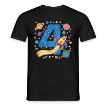 4th Birthday Boys 4 Years Planet Birthday - Men's T-Shirt - black - Front - AI Model Male 178 light (178cm)