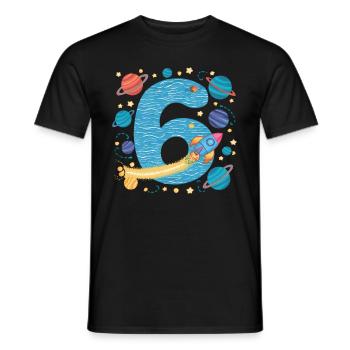 6th Birthday Boys 6 Years Planet Birthday - Men's T-Shirt - black - Front - AI Model Male 178 light (178cm)