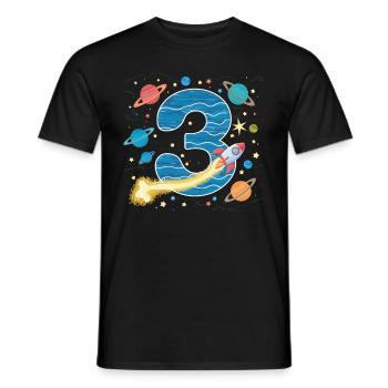 3rd Birthday Boys 3 Years Planet Birthday - Men's T-Shirt - black - Front - AI Model Male 178 light (178cm)