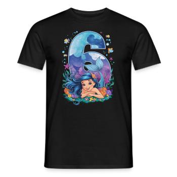 6th Birthday Girl 6 Years Mermaid Party - Men's T-Shirt - black - Front - AI Model Male 178 light (178cm)