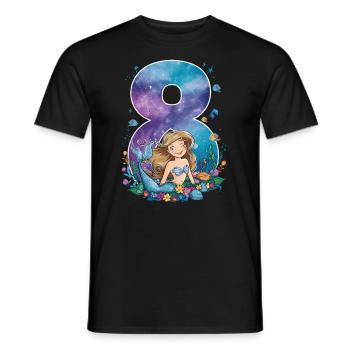 8th Birthday Girl 8 Years Mermaid Party - Men's T-Shirt - black - Front - AI Model Male 178 light (178cm)