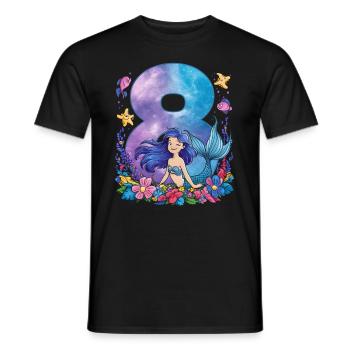 8th Birthday Girl 8 Years Mermaid Party - Men's T-Shirt - black - Front - AI Model Male 178 light (178cm)