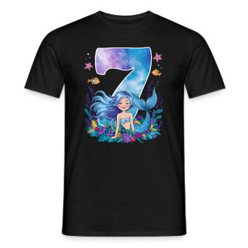 7th Birthday Girl 7 Years Mermaid Party - Men's T-Shirt - black - Front - AI Model Male 178 light (178cm)