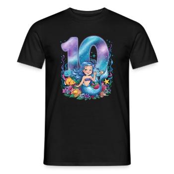 10th Birthday Girl 10 Years Mermaid Party - Men's T-Shirt - black - Front - AI Model Male 178 light (178cm)