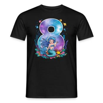 8th Birthday Girl 8 Years Mermaid Party - Men's T-Shirt - black - Front - AI Model Male 178 light (178cm)