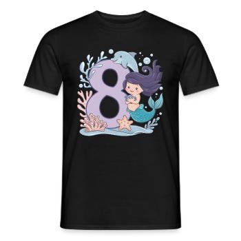 8th Birthday Girl 8 Years Mermaid Party - Men's T-Shirt - black - Front - AI Model Male 178 light (178cm)