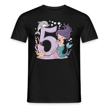 5ème anniversaire fille 5 ans sirène fête - T-shirt homme - noir - Devant - AI Model Male 178 light (178cm)