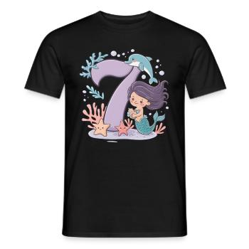 7th Birthday Girl 7 Years Mermaid Party - Men's T-Shirt - black - Front - AI Model Male 178 light (178cm)