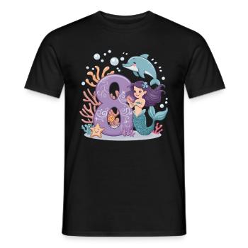 8th Birthday Girl 8 Years Mermaid Party - Men's T-Shirt - black - Front - AI Model Male 178 light (178cm)