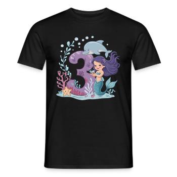 3rd Birthday Girl 3 Years Mermaid Party - Men's T-Shirt - black - Front - AI Model Male 178 light (178cm)