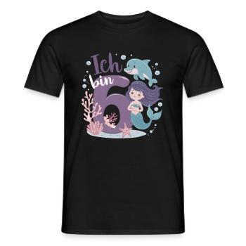 6th Birthday Girl 6 Years Mermaid Party - Men's T-Shirt - black - Front - AI Model Male 178 light (178cm)