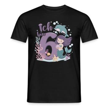 6th Birthday Girl 6 Years Mermaid Party - Men's T-Shirt - black - Front - AI Model Male 178 light (178cm)