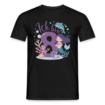 8th Birthday Girl 8 Years Mermaid Party - Men's T-Shirt - black - Front - AI Model Male 178 light (178cm)