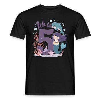 5ème anniversaire fille 5 ans sirène fête - T-shirt homme - noir - Devant - AI Model Male 178 light (178cm)