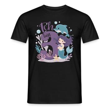 3ème anniversaire fille 3 ans sirène fête - T-shirt homme - noir - Devant - AI Model Male 178 light (178cm)