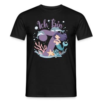 7th Birthday Girl 7 Years Mermaid Party - Men's T-Shirt - black - Front - AI Model Male 178 light (178cm)