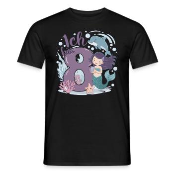 8th Birthday Girl 8 Years Mermaid Party - Men's T-Shirt - black - Front - AI Model Male 178 light (178cm)