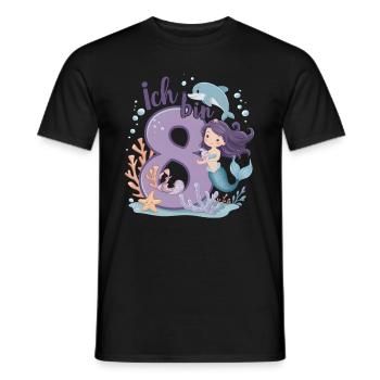 8th Birthday Girl 8 Years Mermaid Party - Men's T-Shirt - black - Front - AI Model Male 178 light (178cm)