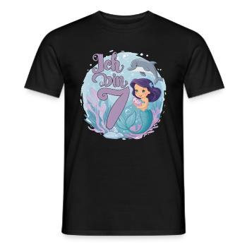 7th Birthday Girl 7 Years Mermaid Party - Men's T-Shirt - black - Front - AI Model Male 178 light (178cm)