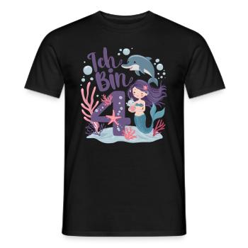 4th Birthday Girl 4 Years Mermaid Party - Men's T-Shirt - black - Front - AI Model Male 178 light (178cm)