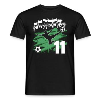 11e anniversaire 11 ans de football Joueur de football - T-shirt homme - noir - Devant - AI Model Male 178 light (178cm)