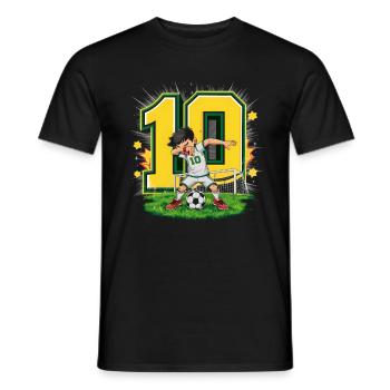 10e anniversaire 10 ans de football Joueur de football - T-shirt homme - noir - Devant - AI Model Male 178 light (178cm)