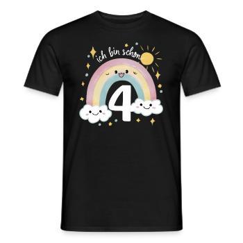 4th Birthday Shirt Rainbow Cloud - Men's T-Shirt - black - Front - AI Model Male 178 light (178cm)