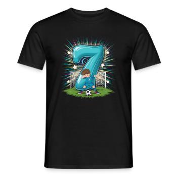 7. Geburtstag 7 Jahre Fußball Fußballspieler - Männer T-Shirt - Schwarz - Vorne - AI Model Male 178 light (178cm)