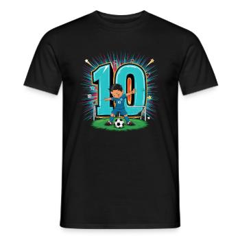 10e anniversaire 10 ans de football Joueur de football - T-shirt homme - noir - Devant - AI Model Male 178 light (178cm)