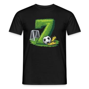 7th Birthday 7 Years Soccer Soccer Player - Men's T-Shirt - black - Front - AI Model Male 178 light (178cm)