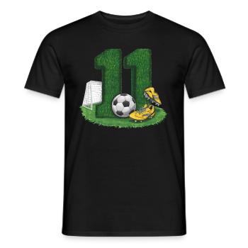 11e anniversaire 11 ans de football Joueur de football - T-shirt homme - noir - Devant - AI Model Male 178 light (178cm)
