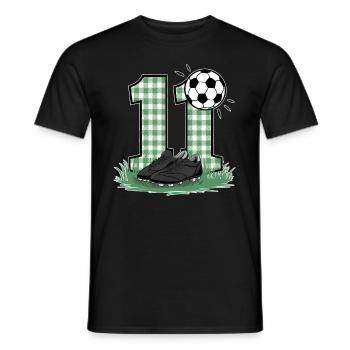 11e anniversaire 11 ans de football Joueur de football - T-shirt homme - noir - Devant - AI Model Male 178 light (178cm)