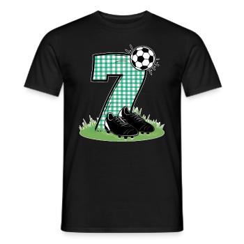 7th Birthday 7 Years Soccer Soccer Player - Men's T-Shirt - black - Front - AI Model Male 178 light (178cm)