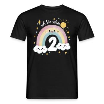 2nd Birthday Shirt Rainbow Cloud - Men's T-Shirt - black - Front - AI Model Male 178 light (178cm)
