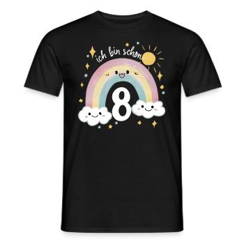 Chemise 8ème anniversaire Nuage Arc-en-ciel - T-shirt homme - noir - Devant - AI Model Male 178 light (178cm)