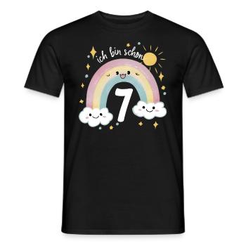 7th Birthday Shirt Rainbow Cloud - Men's T-Shirt - black - Front - AI Model Male 178 light (178cm)