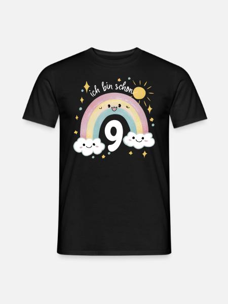9th Birthday Shirt Rainbow Cloud - Men's T-Shirt - black