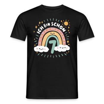 7th Birthday Shirt Rainbow Cloud - Men's T-Shirt - black - Front - AI Model Male 178 light (178cm)