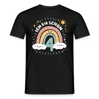 4th Birthday Shirt Rainbow Cloud - Men's T-Shirt - black - Front - AI Model Male 178 light (178cm)