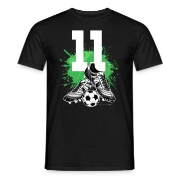 11e anniversaire 11 ans de football Joueur de football - T-shirt homme - noir - Devant - AI Model Male 178 light (178cm)