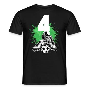 4ème anniversaire 4 ans de football Joueur de football - T-shirt homme - noir - Devant - AI Model Male 178 light (178cm)
