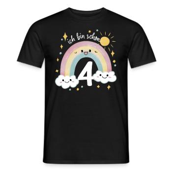 4th Birthday Shirt Rainbow Cloud - Men's T-Shirt - black - Front - AI Model Male 178 light (178cm)