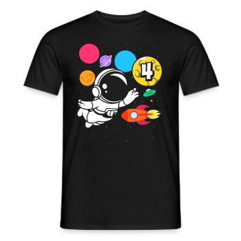 4e anniversaire garçons 4 ans anniversaire astronaute - T-shirt homme - noir - Devant - AI Model Male 178 light (178cm)