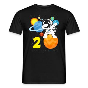 2e anniversaire garçons 2 ans anniversaire astronaute - T-shirt homme - noir - Devant - AI Model Male 178 light (178cm)