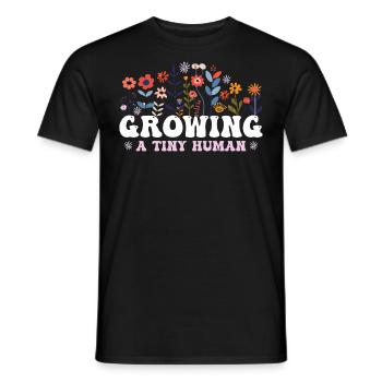Anbau einer winzigen menschlichen Boho-Blume Blumenschwanger - Männer T-Shirt - Schwarz - Vorne - AI Model Male 178 light (178cm)