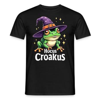 Hocus Croakus Niedlicher Halloween-Frosch Lustiges Hexenwortspiel - Männer T-Shirt - Schwarz - Vorne - AI Model Male 178 light (178cm)