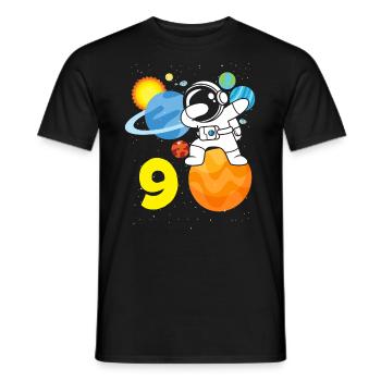 9e anniversaire garçons 9 ans astronaute anniversaire - T-shirt homme - noir - Devant - AI Model Male 178 light (178cm)