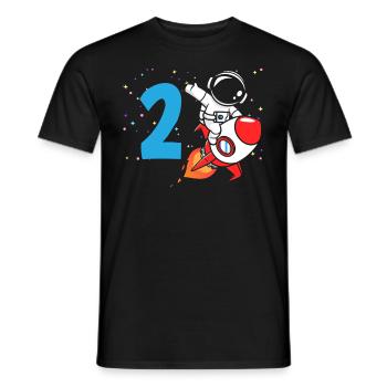 2ème anniversaire garçons 2 ans astronaute anniversaire - T-shirt homme - noir - Devant - AI Model Male 178 light (178cm)